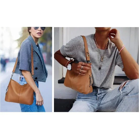 Genuine Leather Women's Medium Crossbody Shoulder Bag with Removable Handle